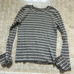 American Eagle Gray and White Striped Top